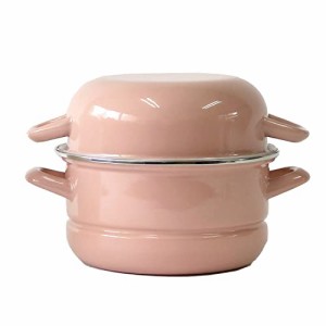 富士ホーロー 琺瑯製 スチーマー ミニ 多機能鍋 両手鍋 18cm 茹でる 煮る 蒸す 揚げる これ一台 ピンク