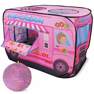 LUXUSVALUE キッズテント アイスクリームやさん ボールプール ピンク 女の子 おもちゃ ワンタッチ 室内