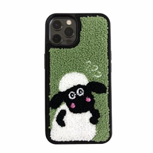 iphone14 ケース 韓国 刺繍 可愛い 小さな羊 スマホケース あいふぉん14 ケース スマホカバー 綿布 フランネル 秋と冬 個性 アイフォン14