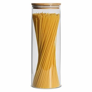 ComSaf ガラスキャニスター 密閉 2000ml パスタケース パスタ保存容器 パスタ入れ パスタ 瓶 密封瓶 食品貯蔵容器 竹蓋付き 穀物 コーヒ