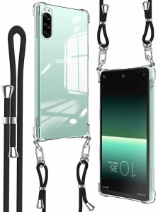 Xperia 10 II ケース ショルダー クリア 耐衝撃 TPU SO-41A SOV43カバー スマートフォン ケース ネックストラップ ケース ショルダースト