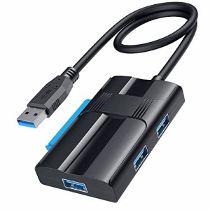 USB ハブ SATA USB 変換ケーブル、USB SATA 変換 ABLEWE [USB3.0ポート×3＋SATAポート] 2.5/3.5インチ HDD SSD SATA III UASP対応 最大1