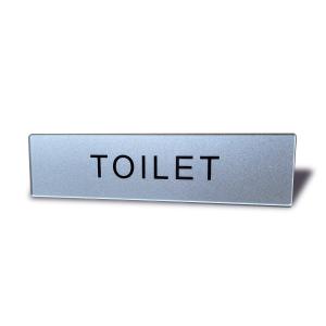 Seagron トイレ マーク TOILET サインプレート おしゃれ 両面テープ付き シルバー色 2？アクリル製 14×3.5？ (1枚入り)