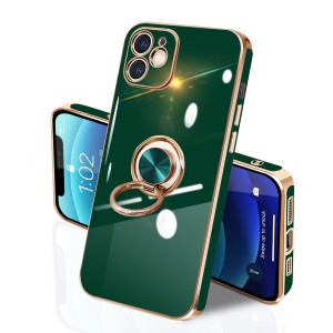 i Phone 12 ケース リング付き イフォン12 リング TPU カバー 全面保護 耐衝撃 スマホケース 360°回転 スタンド機能 携帯カバー 車載ホ