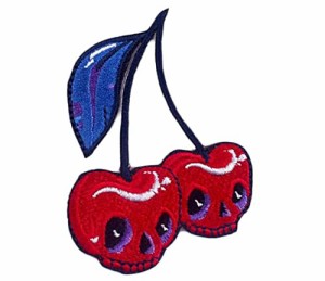 サクランボ ワッペン アップリケ 髑髏 果物 アイロンワッペン 刺繍 ワッペン 面白い 刺繍ワッペン アイロン DIY 装飾 補修パッチ 刺繍ワ