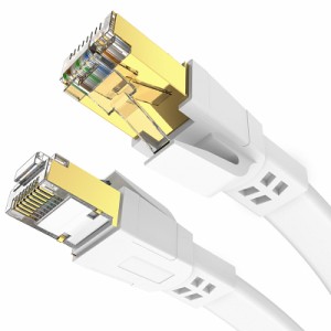 LANケーブル 1m Cat 8標準 - Soohut 有線ケーブル ランケーブル 1メートル 白 インターネット 高速 らんけーぶる (ホワイト)