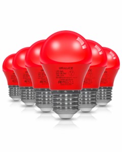 ORALUCE レッド LED電球 カラー電球 E26口金 40W相当 5W 450lm 220度広配光 高演色 装飾電球 密閉器具対応 調光不可 小型電球 PSE認証 6