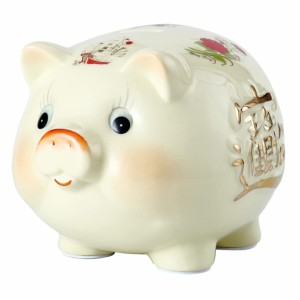 ledmomo かわいい貯金箱 豚の貯金箱 アニマルバンク 陶器貯金箱 豚の置物 ぶた 豚 かわいい