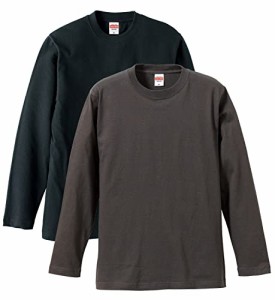 ユナイテッドアスレ UnitedAthle 長袖Ｔシャツ 綿 セミコーマ糸 ダブルステッチ 新カラー 2枚組 ブラック/チャコール M