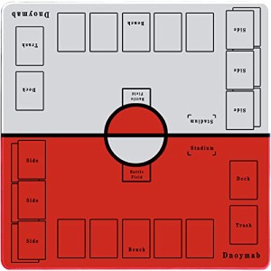 Dnoymab フルサイズ プレイマット カードゲーム ラバー プレイマット 2人用 滑り止め 収納バッグ き 60×60cm (赤/白)