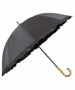 Wpc. 最強の日傘 UVO(ウーボ)長傘／8K フリル ブラック 遮光 UVカット 100% UPF50＋ 遮熱 晴雨兼用 親骨55cm 大きい レディース 女性 