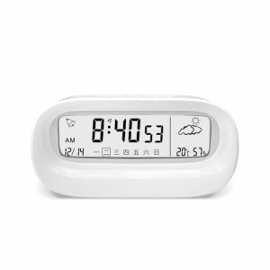 多機能LED時計 デジタル目覚まし 時計 温度 湿度 カレンダー アラーム スヌーズ機能付き 小型卓上時計 家庭 寝室 オフ ィス 旅行用