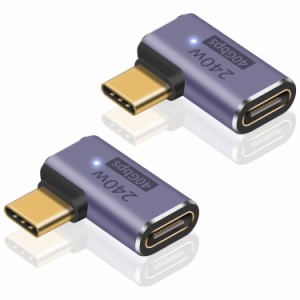 Poyiccot USB C L字 アダプタ240W 、USB C 延長コネクタ、L型 USB C 変換アダプタ 40Gbps、8K@60Hzビデオ出力 USB C 3.2 Gen2 Type-Cオス
