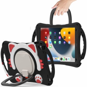 可愛い猫 iPad 第10世代 ケース 360度回転 ペン収納 10.9インチ iPad 2022 360°回転スタンド ハンドストラップ ケース 手帳型 カバー お