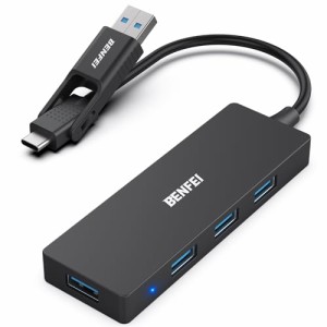 BENFEI USB 3.0 ハブ, USB-C ハブ, 2-in-1 USB Type-A/Type-C接続対応, USB 3.0ポートを４つ搭載, 幅広いディバイスに対応: MacOS PC/Mac