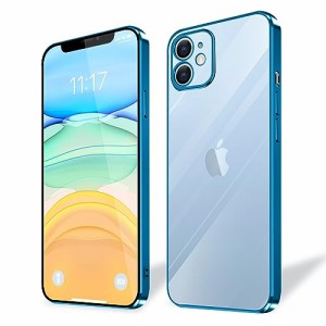 i Phone 11 ケース 耐衝撃 軽量 アイフォン11 スマホケース 背面クリア 周りメッキ加工 TPU 米軍規格 保護カバー 落下防止 ストラップホ