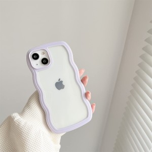 iphone11 ケース 韓国 おしゃれ シンプル 紫 波状エッジ 透明 クリア 2in1 あいふぉん11 ケース iphoneケース 創意 個性 超軽量 薄型 ス
