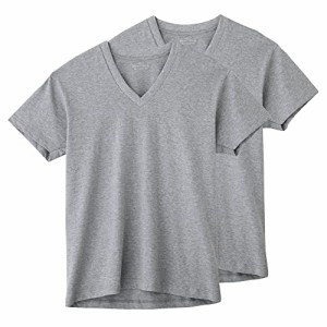 ボディワイルド Tシャツ 半袖 Vネック 綿100% 天竺 2枚組 BW50152 メンズ (NEW) グレーモク L
