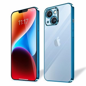 i Phone 14 ケース 軽量 アイフォン14 カバー スマホケース 背面クリア 周りメッキ加工 TPU バンパー 落下防止 ストラップホール付き 耐