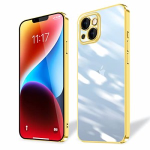 i Phone 14 ケース 耐衝撃 軽量 アイフォン14 スマホケース 背面クリア 周りメッキ加工 TPU 米軍規格 保護カバー 落下防止 ストラップホ