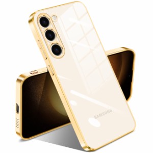 Samsung Galaxy S23 Plus ケース クリア 耐衝撃 ギャラクシーS23 Plus カバー 透明 韓国 かわいい メッキ加工 ワイヤレス充電 薄型 柔ら