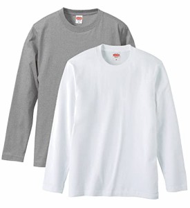 ユナイテッドアスレ UnitedAthle 長袖Ｔシャツ 綿 セミコーマ糸 ダブルステッチ 新カラー 2枚組 ミックスグレー/ホワイト L