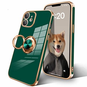 i Phone 12 ケース リング付き スマホケース iphone 12 耐衝撃 メッキ加工 TPU 携帯カバー 車載ホルダー 360度回転 多機能 スタンド機能 