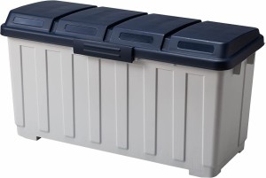 アスベル フタ付きゴミ箱 屋外 120L 4分別ダストボックス 分別用仕切付き 青 大容量 A6653
