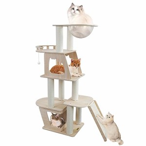 猫タワー 木製キャットタワー 大型 木製 シンプル 据え置き スタンダード式 麻紐 キャットタワー 多頭飼い 安定性 段差 組み立て簡単 説