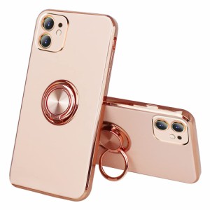 JOOBOY i Phone11 ケース リング付き メッキ加工 レンズ保護 tpu ソフト ストラップホール付き 耐衝撃 スリム おしゃれ i Phone 11 6.1”