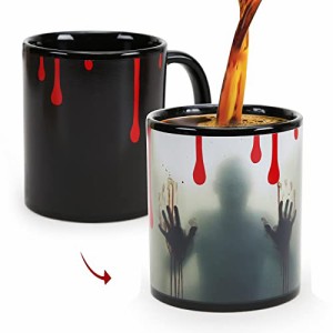 MUGKISSハロウィンコーヒーカップ、生ける屍が好きなファンへのプレゼント、ゾンビコーヒーカップセラミック感熱変色カップ（11 oz）、男