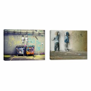 Banksy 絵画 『 おらしっ子 』ポスター バンクシー アートパネル 写真 2枚 玄関 インテリア 風水 玄関 絵画 アートポスタ ウォールアート