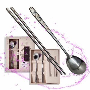 Balwoo 5 Sets 韓国風 スプーン 箸 セット sus430 ステンレス スチール 金属 スプーン 箸 韓国 食事道具 Mirror Finish 有光表面 (天の