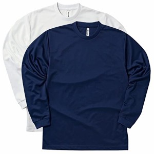 グリマー ドライロングTシャツ 袖リブ仕様 メッシュ 吸汗速乾 UVカット 2枚組 ホワイト/ネイビー L