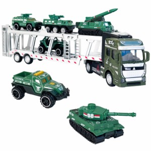 CORPER TOYS 合金製 戦車おもちゃ 装甲戦闘車両 2IN1 キャリアカー 積載車 タンク 装甲車 軍事車両 7台セット ミニカーセット 車おもちゃ