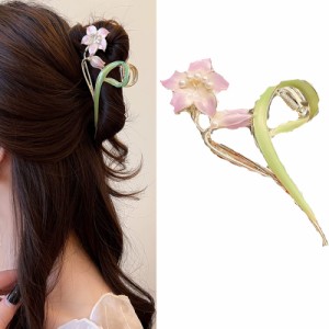 HAPVITAL バンスクリップ ヘアクリップ オフ ィス シンプル ヘアアクセサリー 花 髪留め クリップ 大きめ 髪飾り オフ ィス 人気 韓国風 