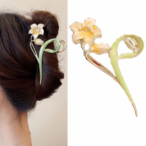 HAPVITAL バンスクリップ ヘアクリップ オフ ィス シンプル ヘアアクセサリー 花 髪留め クリップ 大きめ 髪飾り オフ ィス 人気 韓国風 