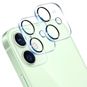 【2枚セット】 対応 i Phone 12 カメラフィルム 【日本旭硝子 硬度9H】 i Phone12 用 レンズフィルム カメラ保護フィルム ブラック メタ