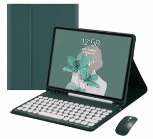 iPad Pro 12.9 第 6/5/4/3世代 キーボードケース マウス付き 可愛い Bluetooth キーボード 丸型キー 2色配色 カラーキーボード ケース カ
