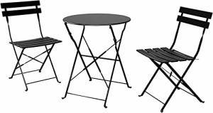 ガーデンテーブルセット 3点 折りたたみ チェア2脚 テーブルx1 組み立て不要 2人掛け 直径60cm コンパクト キャンプ アウトドア 庭 屋外 