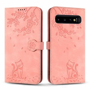 Galaxy S10 ケース 手帳型 Rosbtib ギャラクシー S10 SC-03L ケース プラムブロッサム ラブリー 子猫柄 Galaxy S10 SCV41 スマホケース 