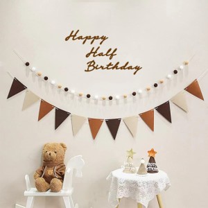 Uchi ハーフバースデー 誕生日 飾り 可愛い 1/2歳 誕生日 飾り付け セット 女の子 男の子 高級生地 壁に飾る用のhappy half birthdayフェ