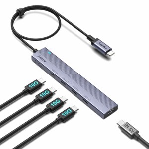 Aceele USB Cハブ 10Gbps 4ポート拡張 USB 3.2 Gen 2 ハブ60cmケーブル付き 4xUSB-C ポートとType-c電源ポート付きUSB C to USB 3.2 変換