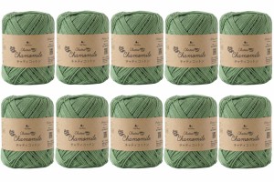 原ウール Knitworm 毛糸 10玉セット チャティコットン 中細 20g(約48m) コットン100% 8.バジル