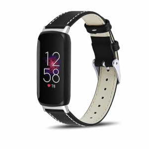 HeeNia レザーバンド Fitbit inspire 3 対応 バンド 革 ストラップ スポーツバンド Fitbit inspire 3 用 時計ベルト (ブラック)