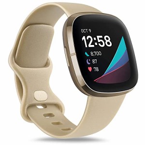 コンパチブル with Fitbit Versa 3 バンド fitbit versa 4用ベルト Fitbit Sense バンド 交換ベルト, 女性＆男性用ソフトシリコン調整可