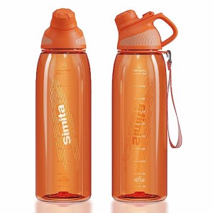 FJbottle 水筒 1.2リットル ウォーターボトル(ストラップ付き) 1200ml 大容量 目盛り 軽量 直飲み BPAフリー スポーツ飲料対応 1.2L 女の