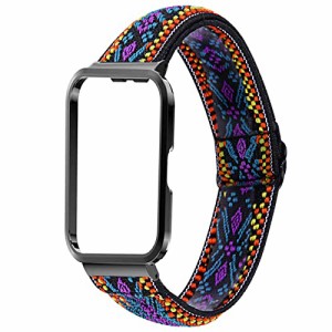 ROBANDOO For HUAWEI Band 8 対応 交換バンド ベルト ソフト 弾力性ゴム製 ナイロンバンド 男女兼用 リストバンド 脱着簡単 (パープル)