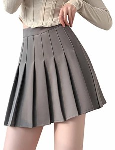 Amoretu アモーレット プリーツスカート 制服 裏地付き ハイウエ スト 無地 きれいめ 卒業式 （long グレーカレー，XS）