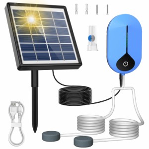AISITIN エアーポンプ ソーラー 太陽光パネル エアポンプ太陽光充電 USB充電両用 設計です 軽量化です ソーラー酸素ポンプ ソーラー蓄電 